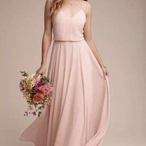 Jenny Yoo Pink Inesse Dress Chiffon Strappy Maxi Bridesmaid Dress Size 0